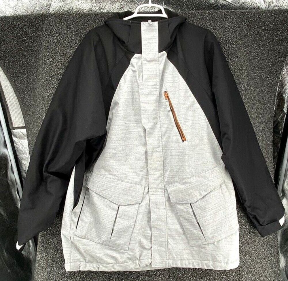 Body Glove Snow Jacket Mens Large Black Gray Quilted Liner Hooded Ski Snowboard